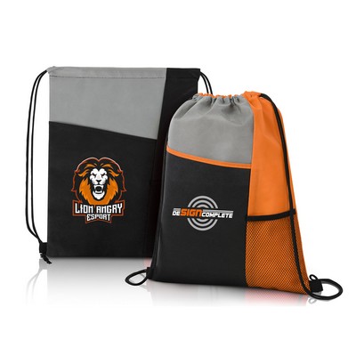 Tri-Colored Mesh Pocket Drawstring Backpack