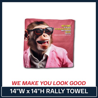 Rally/Golf Towel - 14"w x 14"h - (Full Color Dye Sublimated) | Decorated in the USA 280GSM